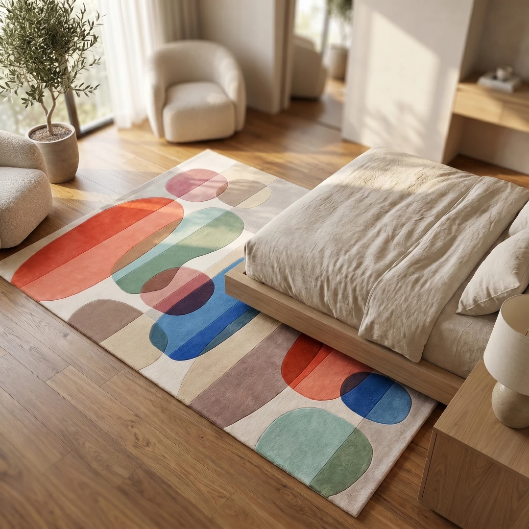 Abstract Geometric Hand-Tufted Wool Rug - Image 15