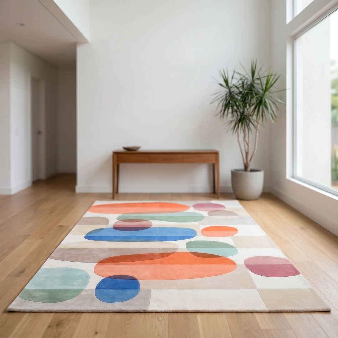 Abstract Geometric Hand-Tufted Wool Rug - Image 19