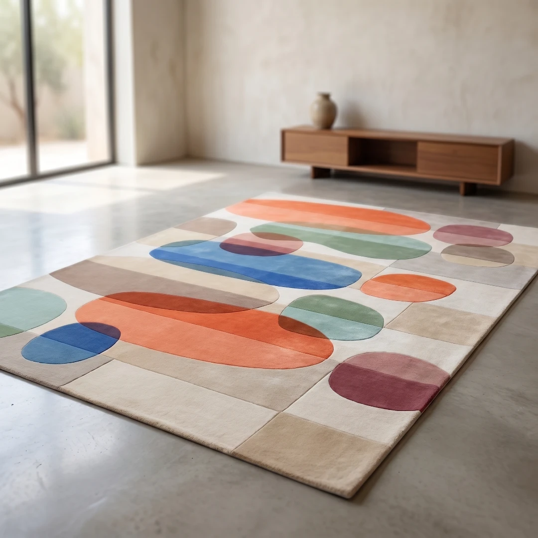 Abstract Geometric Hand-Tufted Wool Rug - Image 20