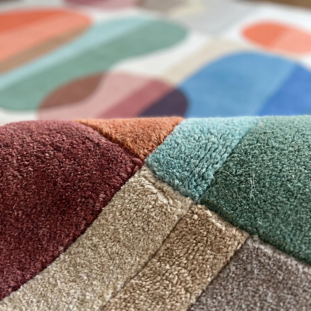 Abstract Geometric Hand-Tufted Wool Rug - Image 2