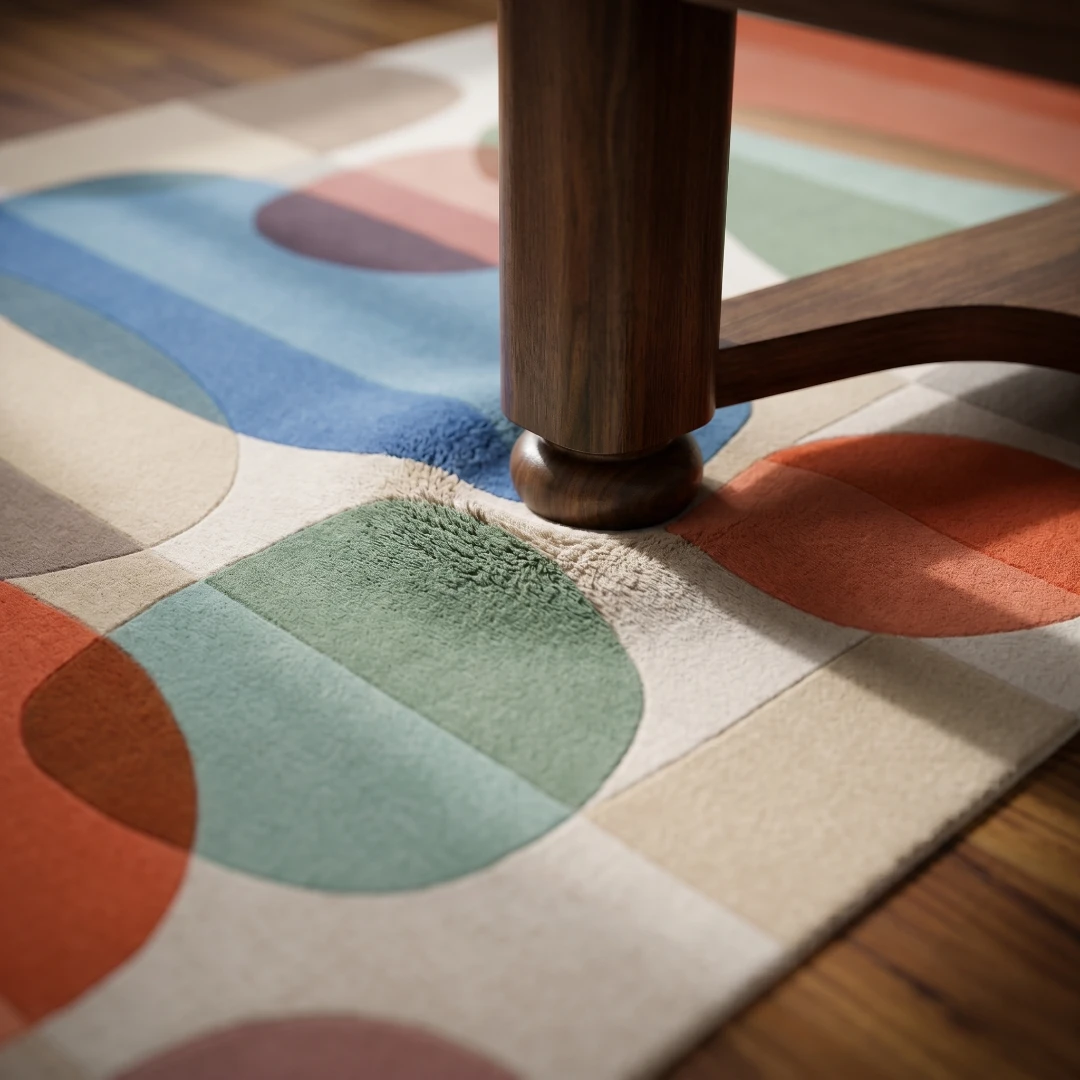 Abstract Geometric Hand-Tufted Wool Rug - Image 3