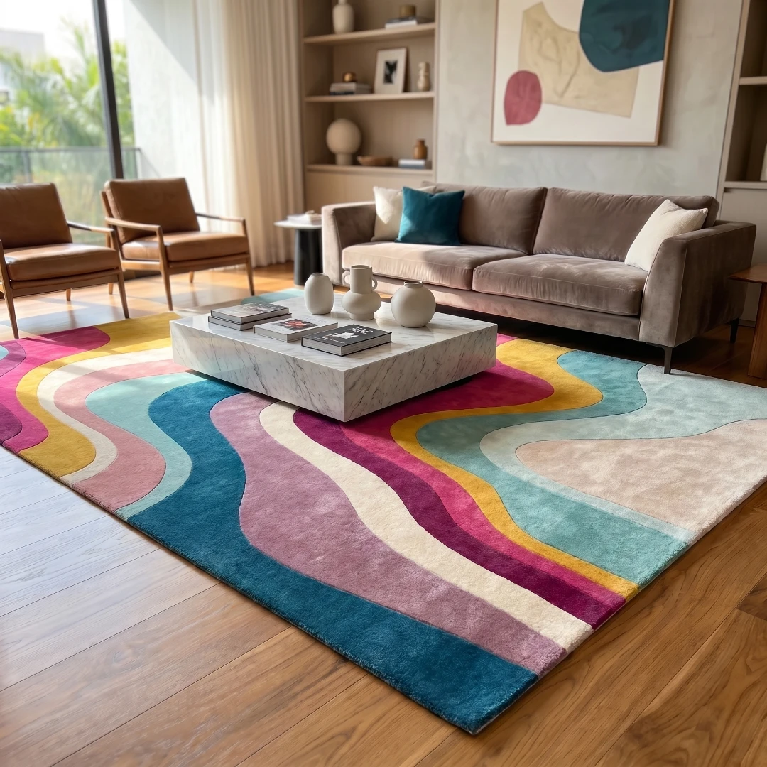 Rug KB-9035 - Abstract Wave Hand-Tufted Rug - Image 6