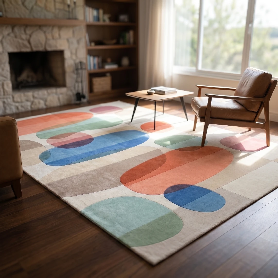 Abstract Geometric Hand-Tufted Wool Rug