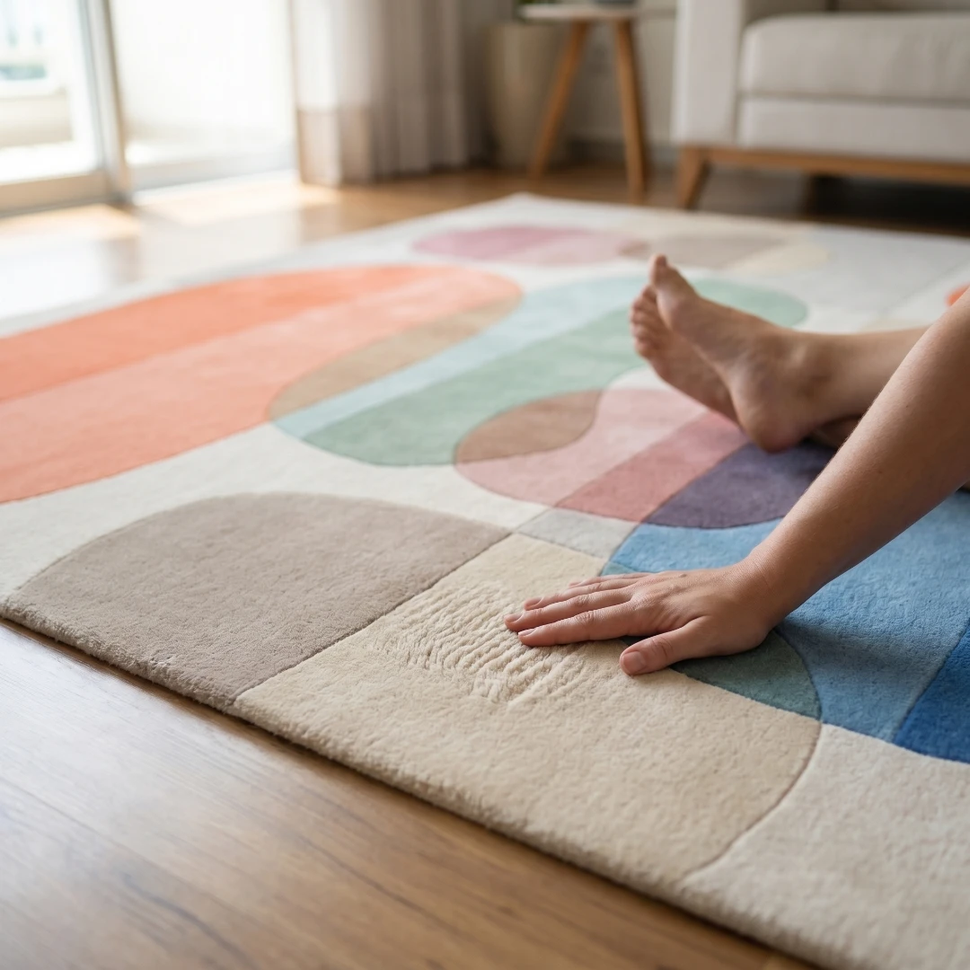 Abstract Geometric Hand-Tufted Wool Rug - Image 7