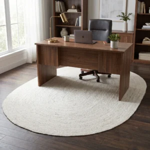 Cream Oval Runner Jute Rug