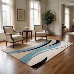 Modern Abstract Wave Hand-Tufted Wool Rug
