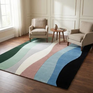 Abstract Wave Hand-Tufted Wool Rug