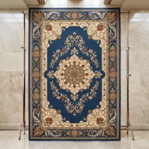 Majestic Plum Green Floral Medallion Hand-Tufted Rug