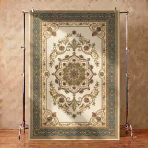 Regal Emerald Green Ivory Floral Medallion Hand-Tufted Rug