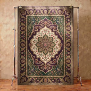 Royal Plum Emerald Floral Medallion Hand-Tufted Rug