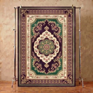 Royal Blue Ivory Floral Medallion Hand-Tufted Rug