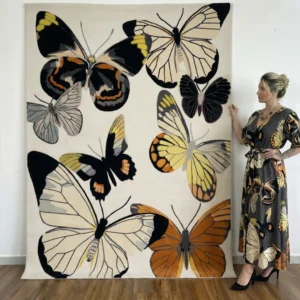 Papillon Butterfly Specimen Hand-Tufted Carpet (Embossed)