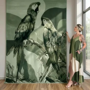 Macaw Duet Pictorial Tapestry Carpet (Hand-Tufted, Embossed)