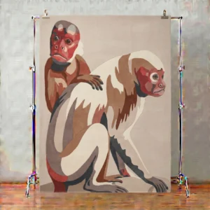 Modern Menagerie Twin Monkeys Hand-Tufted Carpet (Embossed)